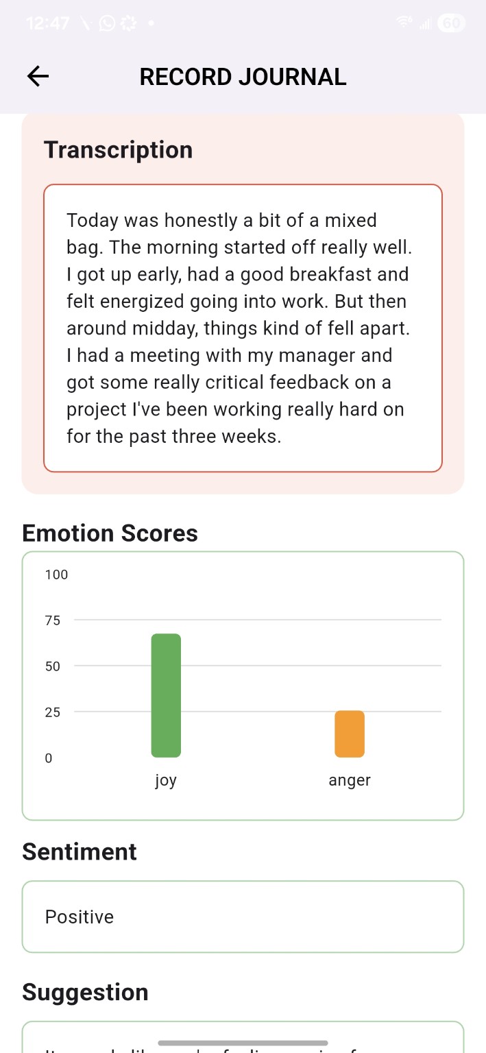 EmpathIQ transcription and emotion analysis screen